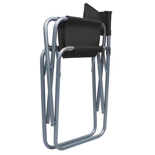 Chaise de jardin pliable noir et métal gris Acini - Lot de 2 - Photo n°3; ?>