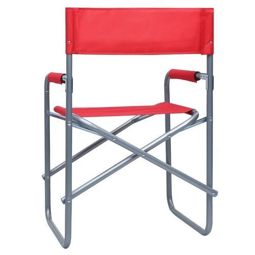 Chaise de jardin pliable rouge et métal gris Acini - Lot de 2 - Photo n°2; ?>