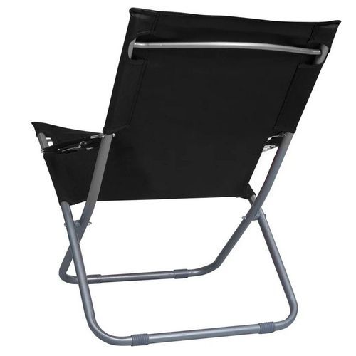 Chaise de jardin pliable tissu et métal noir Bouni - Lot de 2 - Photo n°2; ?>