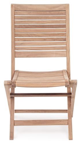 Chaise de jardin pliante en bois teck naturel Marina - Lot de 2 - Photo n°3; ?>