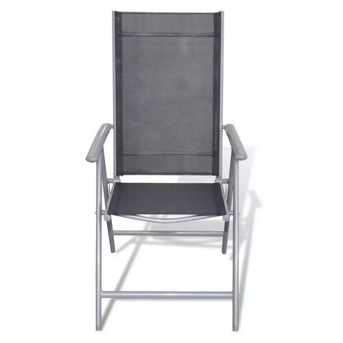 Chaise de jardin pliante tissu noir et métal Verca - Lot de 4 - Photo n°2; ?>