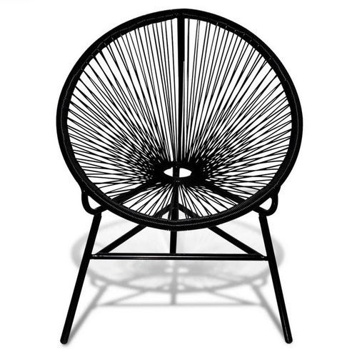 Chaise de jardin resine tressée noire et pieds métal Roela - Photo n°2; ?>