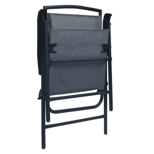 Chaise de jardin textilène gris et métal noir Ariz - Lot de 2 - Photo n°3; ?>
