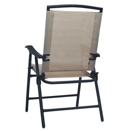 Chaise de jardin textilène taupe et métal noir Ariz - Lot de 2 - Photo n°2; ?>