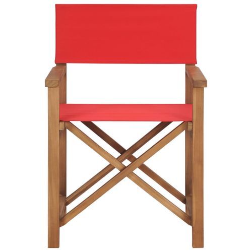 Chaise de metteur en scène Bois de teck solide Rouge - Photo n°2; ?>
