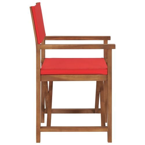 Chaise de metteur en scène Bois de teck solide Rouge - Photo n°3; ?>