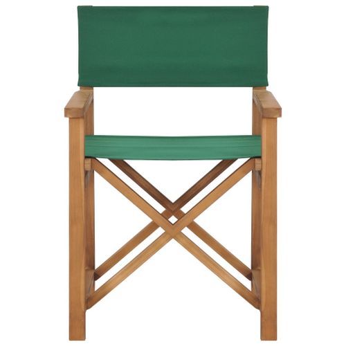 Chaise de metteur en scène Bois de teck solide Vert - Photo n°2; ?>