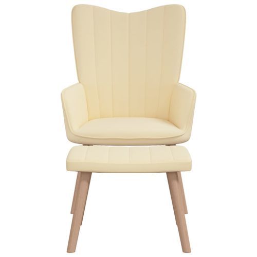 Chaise de relaxation avec repose-pied Blanc crème Velours 3 - Photo n°3; ?>