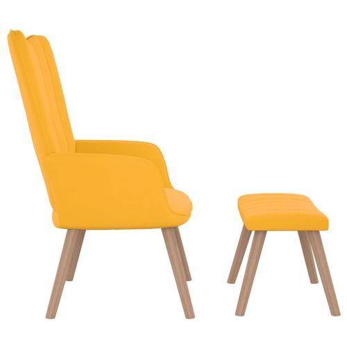 Chaise de relaxation avec repose-pied Jaune moutarde Velours 5 - Photo n°3; ?>