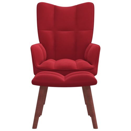 Chaise de relaxation avec repose-pied Rouge bordeaux Velours 8 - Photo n°3; ?>