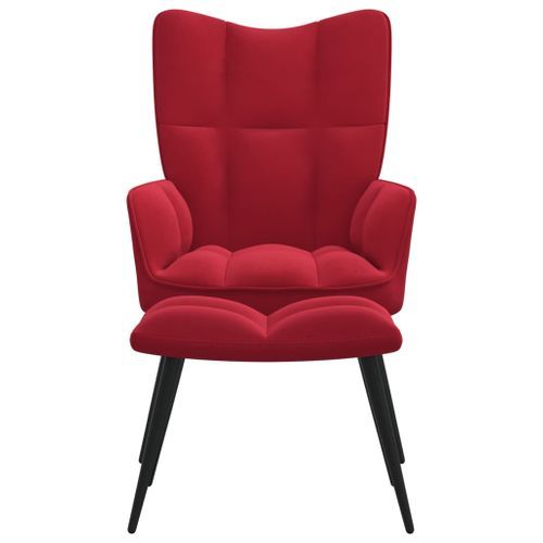 Chaise de relaxation avec repose-pied Rouge bordeaux Velours 9 - Photo n°3; ?>