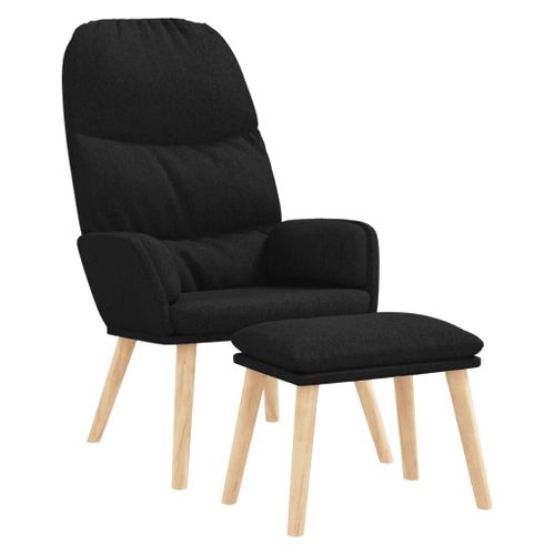 Chaise de relaxation avec tabouret Noir Tissu 5 - Photo n°2; ?>