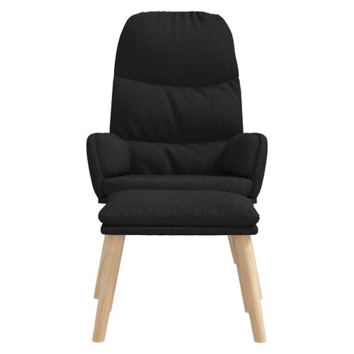 Chaise de relaxation avec tabouret Noir Tissu 5 - Photo n°3; ?>