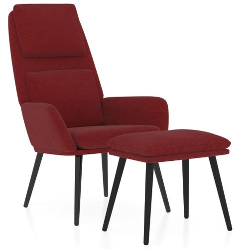 Chaise de relaxation avec tabouret Rouge bordeaux Tissu 2 - Photo n°2; ?>