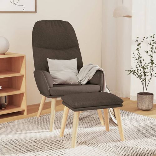 Chaise de relaxation avec tabouret Taupe Tissu - Photo n°2; ?>