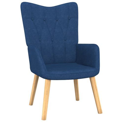 Chaise de relaxation et tabouret 62x68,5x96 cm Bleu Tissu - Photo n°2; ?>