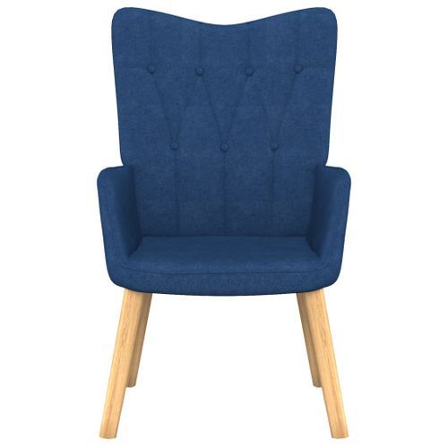 Chaise de relaxation et tabouret 62x68,5x96 cm Bleu Tissu - Photo n°3; ?>
