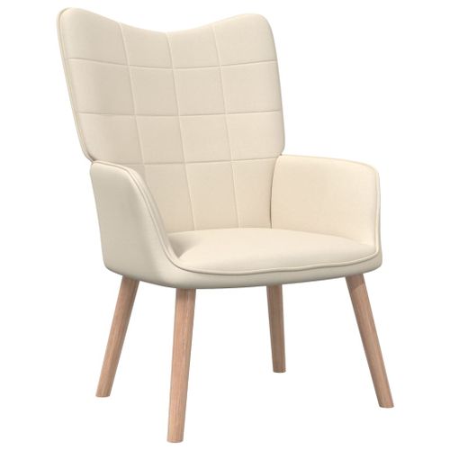 Chaise de relaxation et tabouret 62x68,5x96 cm Crème Tissu 3 - Photo n°2; ?>