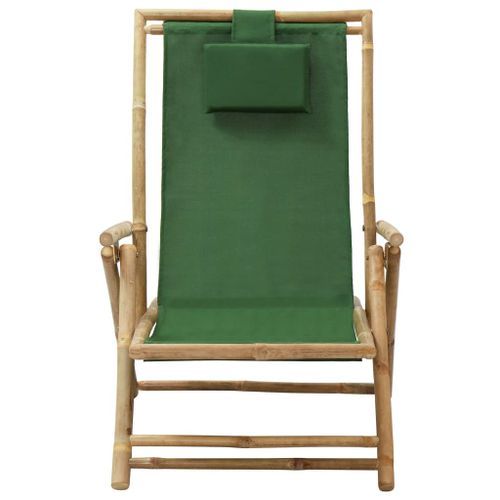 Chaise de relaxation inclinable Vert Bambou et tissu - Photo n°2; ?>