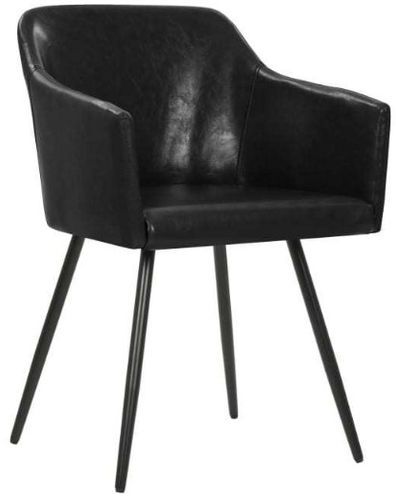 Chaise de salle à manger avec accoudoirs simili cuir noir Sary - Lot de 2 - Photo n°2; ?>