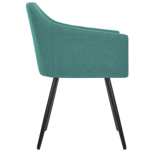 Chaise de salle à manger avec accoudoirs tissu vert Sary - Lot de 2 - Photo n°3; ?>