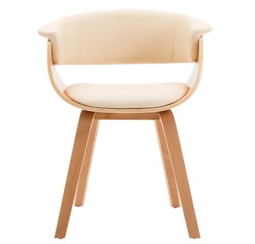 Chaise de salle à manger bois clair courbé et similicuir beige Kobaly - Photo n°2; ?>