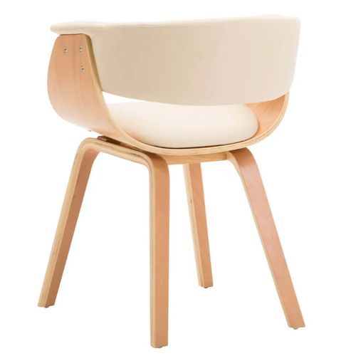 Chaise de salle à manger bois clair courbé et similicuir beige Kobaly - Photo n°3; ?>
