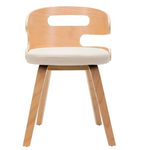 Chaise de salle à manger bois courbé clair et simili cuir beige Laetitia - Lot de 4 - Photo n°2; ?>