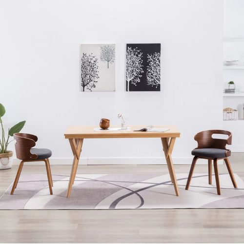 Chaise de salle à manger bois courbé foncé et tissu gris Laetitia - Lot de 2 - Photo n°3; ?>