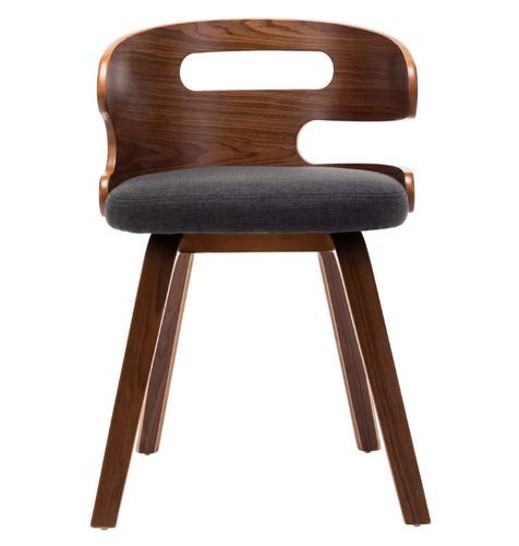 Chaise de salle à manger bois courbé foncé et tissu gris Laetitia - Lot de 4 - Photo n°2; ?>