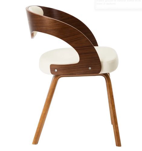 Chaise de salle à manger bois foncé et simili cuir beige Canva - Lot de 4 - Photo n°3; ?>