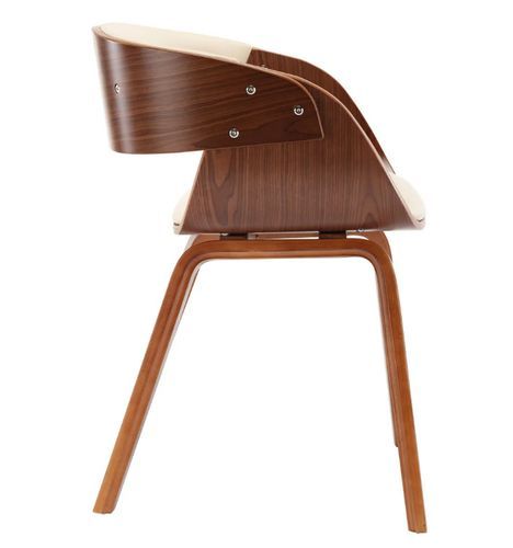 Chaise de salle à manger bois foncé et simili cuir beige Onetop - Photo n°3; ?>