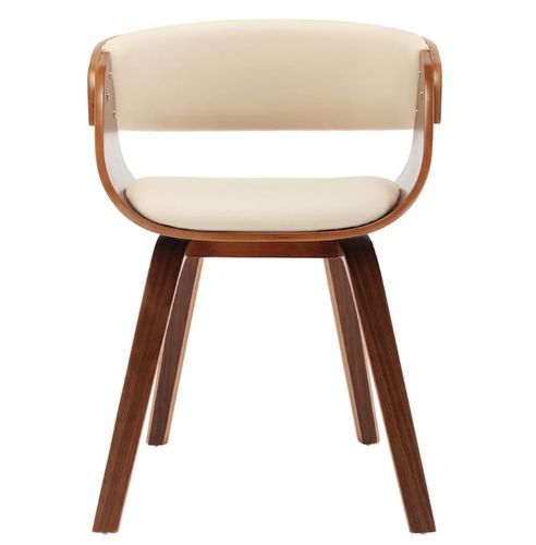 Chaise de salle à manger bois foncé et simili cuir beige Onetop - Lot de 2 - Photo n°2; ?>
