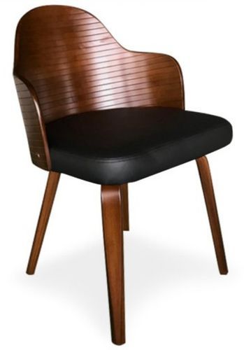 Chaise de salle à manger bois foncé et simili cuir noir Pala - Lot de 2 - Photo n°2; ?>