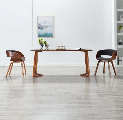 Chaise de salle à manger bois foncé et tissu gris Onetop - Lot de 2 - Photo n°3; ?>