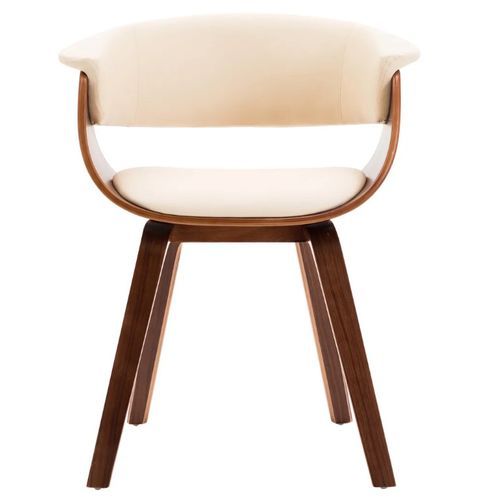 Chaise de salle à manger bois marron courbé et similicuir beige Kobaly - Photo n°2; ?>