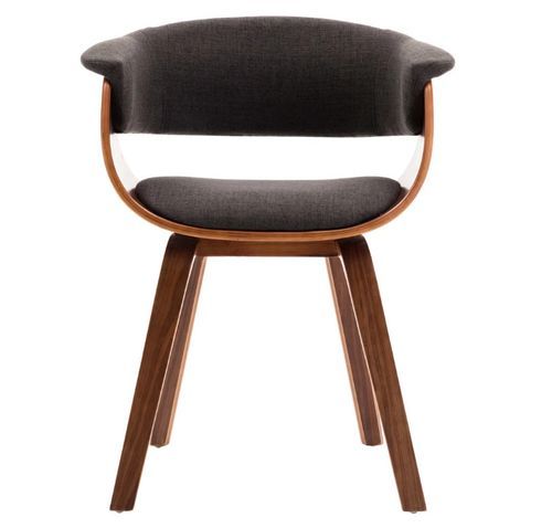 Chaise de salle à manger bois marron courbé et tissu gris Kobaly - Photo n°2; ?>