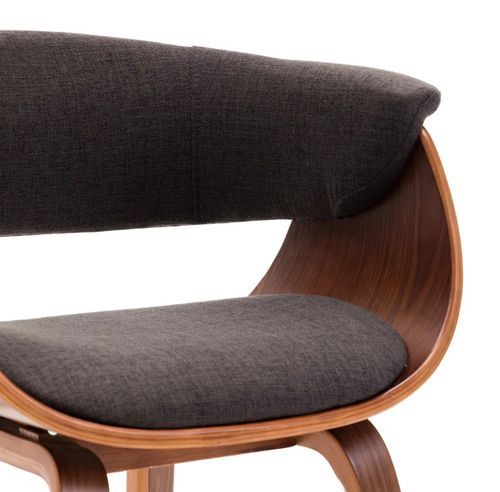 Chaise de salle à manger bois marron courbé et tissu gris Kobaly - Photo n°3; ?>
