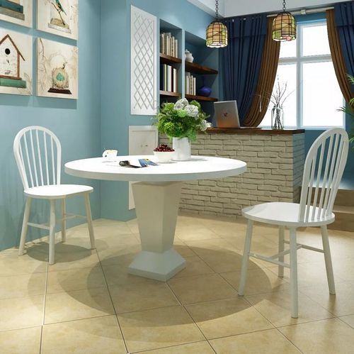 Chaise de salle à manger bois massif blanc Bloum - Lot de 4 - Photo n°3; ?>