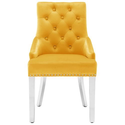Chaise de salle à manger capitonnée velours jaune King - Photo n°2; ?>
