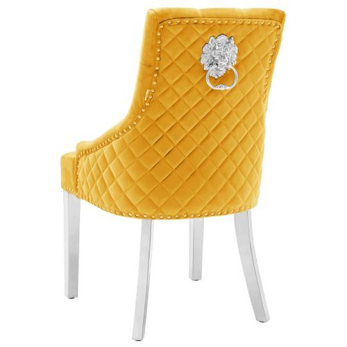 Chaise de salle à manger capitonnée velours jaune King - Photo n°3; ?>
