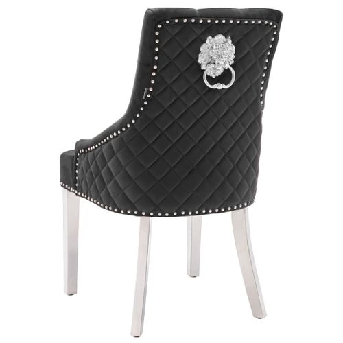 Chaise de salle à manger capitonnée velours noir King - Photo n°3; ?>