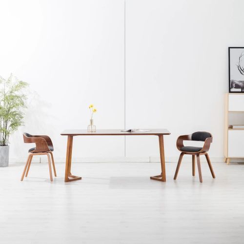 Chaise de salle à manger Gris foncé Tissu et bois courbé - Photo n°2; ?>
