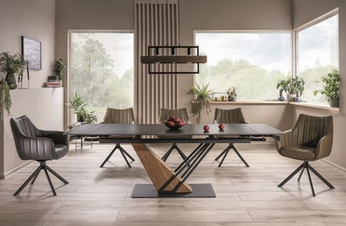 Chaise de salle à manger pivotante à 180° cuir synthétique et acier noir Binka - Photo n°3; ?>