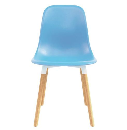 Chaise de salle à manger polypropylène bleu et bois massif clair Creativ - Lot de 2 - Photo n°3; ?>