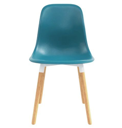 Chaise de salle à manger polypropylène bleu turquoise et bois massif clair Creativ - Lot de 2 - Photo n°3; ?>