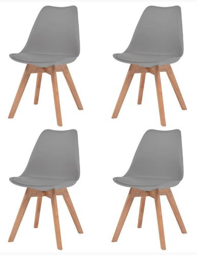 Chaise de salle à manger polypropylène et coussin simili cuir gris Kitoa - Lot de 4 - Photo n°2; ?>