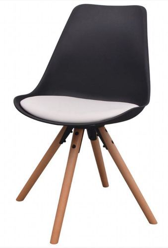 Chaise de salle à manger polypropylène noir et coussin simili cuir blanc Gere - Lot de 2 - Photo n°2; ?>