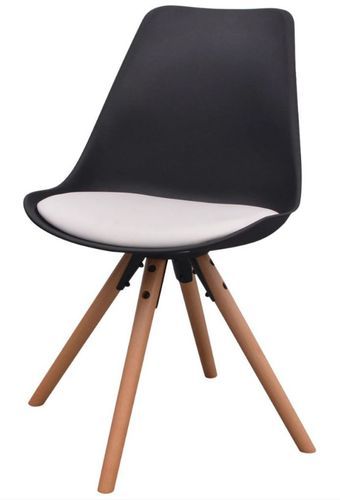 Chaise de salle à manger polypropylène noir et coussin simili cuir blanc Gere - Lot de 6 - Photo n°2; ?>