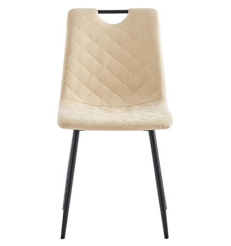 Chaise de salle à manger simili cuir beige et métal noir Blindee - Lot de 4 - Photo n°3; ?>